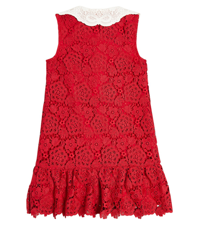 Shop Self-portrait Floral Guipure Lace Dress In Red
