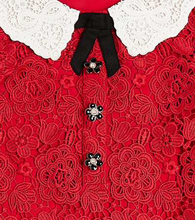 Shop Self-portrait Floral Guipure Lace Dress In Red