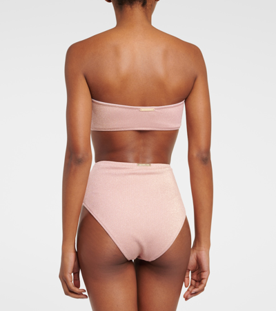 Shop Alexandra Miro Dorit Ring-detail Bikini Bottoms In Blush Lurex