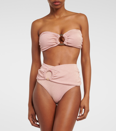 Shop Alexandra Miro Dorit Ring-detail Bikini Bottoms In Blush Lurex