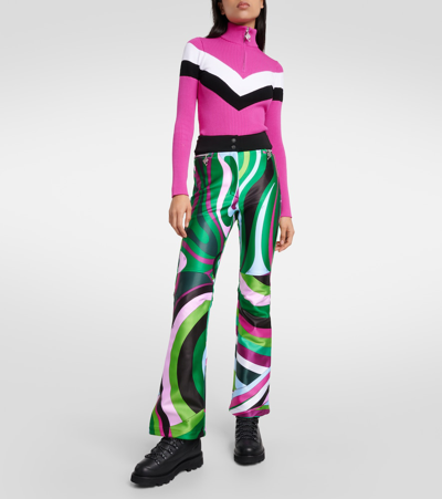 Pucci X Fusalp Striped Half-zip Ski Top In Purple