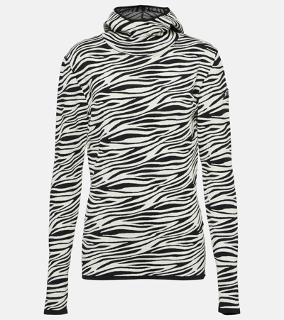 Shop Jet Set Zoey Zebra-print Jacquard Hoodie In Black White