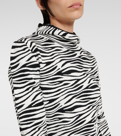 Shop Jet Set Zoey Zebra-print Jacquard Hoodie In Black White