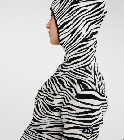 Shop Jet Set Zoey Zebra-print Jacquard Hoodie In Black White