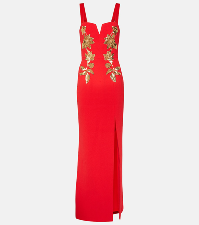 Shop Rebecca Vallance Versaille Sequined Crêpe Gown In Red