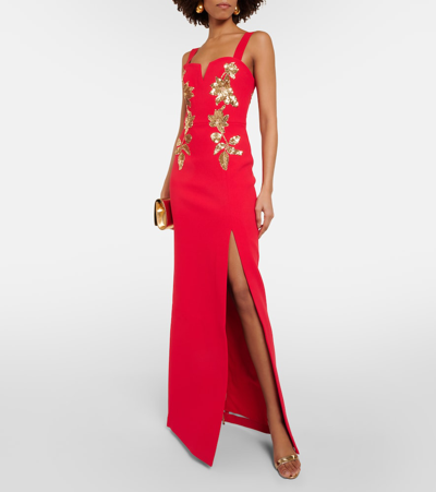 Shop Rebecca Vallance Versaille Sequined Crêpe Gown In Red