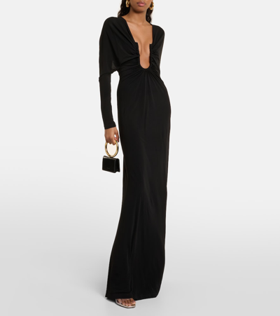 Shop Christopher Esber Arced Dolman Maxi Dress In Black