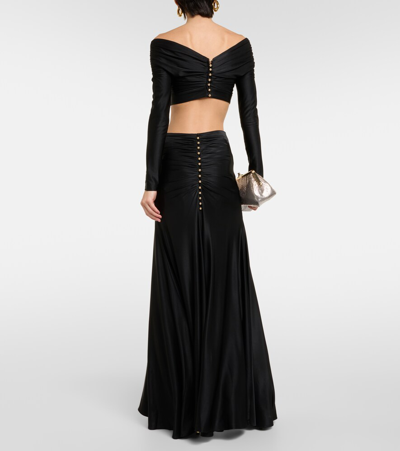 Shop Rabanne Ruched Maxi Skirt In Black