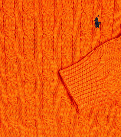 Shop Polo Ralph Lauren Cable-knit Cotton Sweater In Bright Signal Orange