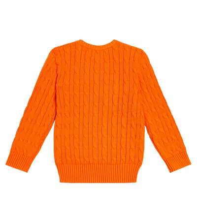 Shop Polo Ralph Lauren Cable-knit Cotton Sweater In Bright Signal Orange