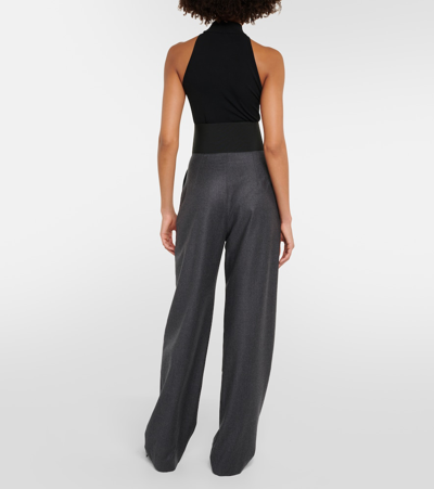 Alaïa High-rise Virgin Wool Straight Pants In Grey