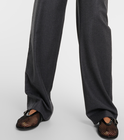 Alaïa High-rise Virgin Wool Straight Pants In Grey