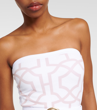 Shop Alexandra Miro Whitney Belted Swimsuit In Blush Tile 