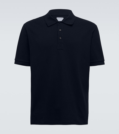 Shop Bottega Veneta Cotton Polo Shirt In Navy