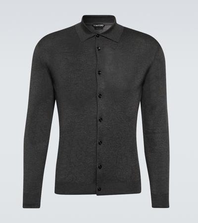 Tom Ford Silk Shirt In Charcoal Melange