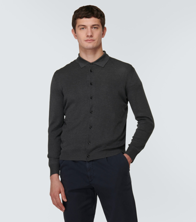 Tom Ford Silk Shirt In Charcoal Melange