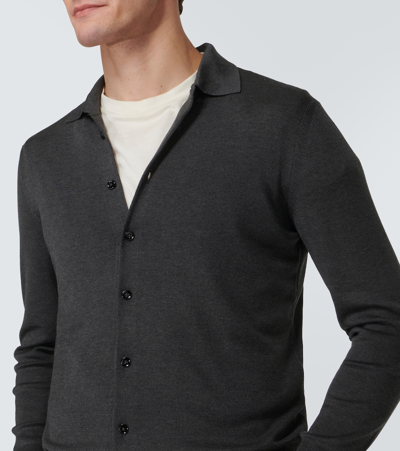 Tom Ford Silk Shirt In Charcoal Melange