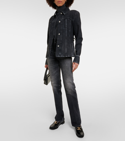 Shop Ferragamo Denim Jacket In Black