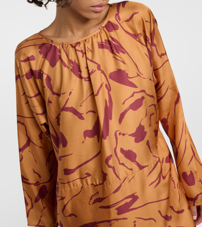 Shop Asceno Valencia Printed Silk Maxi Dress In Orange