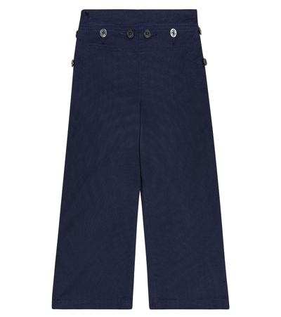 Shop Polo Ralph Lauren Cotton Wide-leg Pants In Newport Navy