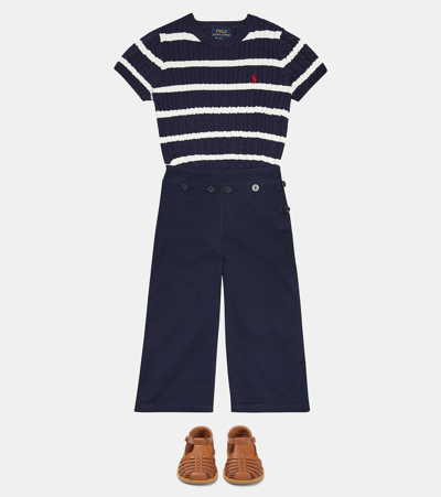 Polo Ralph Lauren Cotton Wide-leg Pants In Newport Navy