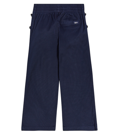 Shop Polo Ralph Lauren Cotton Wide-leg Pants In Newport Navy