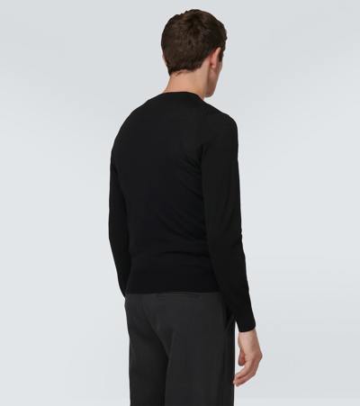 Tom Ford Fine Gauge Wool Knit Crewneck Sweater In Black
