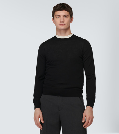 Tom Ford Fine Gauge Wool Knit Crewneck Sweater In Black