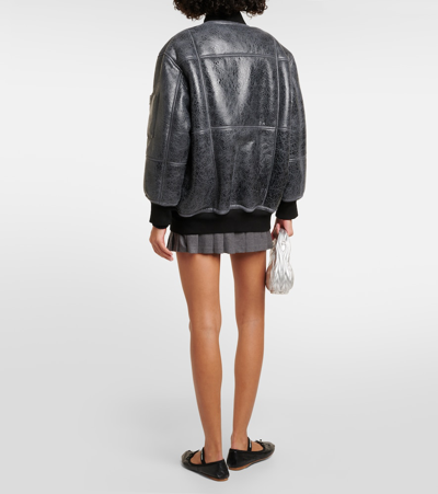 Shop Blancha Shearling And Leather Bomber Jacket In Nero Cammello