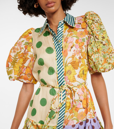 Shop Alemais Alémais Finn Belted Ramie Shirt Dress In Multicoloured