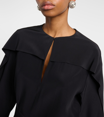 Joseph Womens Black Danville Drape-sleeve Silk-crepe Knee-length Dress In Black