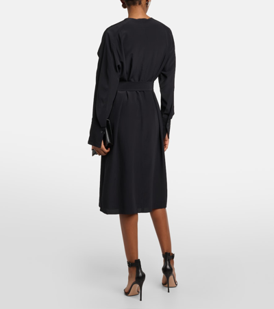 Joseph Womens Black Danville Drape-sleeve Silk-crepe Knee-length Dress In Black