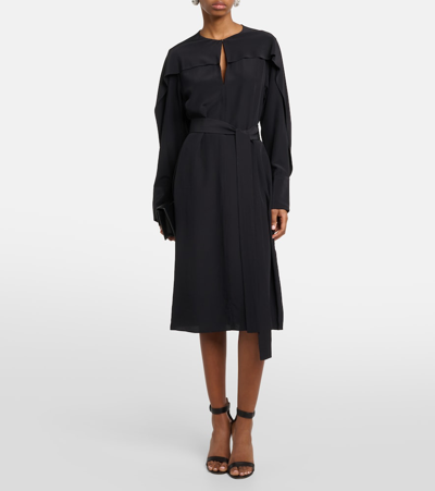 Joseph Womens Black Danville Drape-sleeve Silk-crepe Knee-length Dress In Black