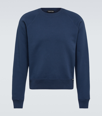 Shop Tom Ford Cotton Sweatshirt In Blue