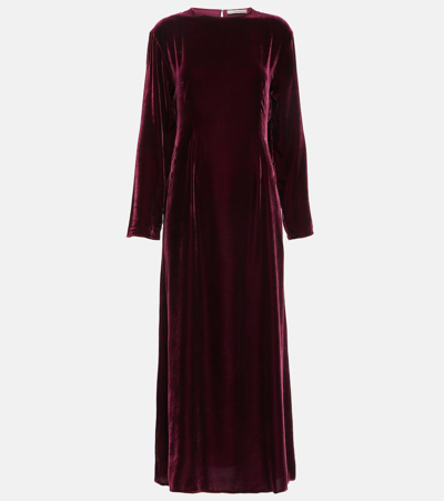 Shop Asceno Jody Velvet Maxi Dress In Mulberry
