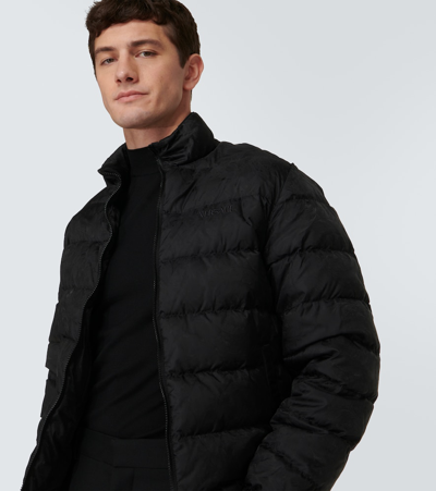 Shop Versace Barocco Jacquard Puffer Jacket In Black