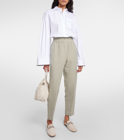 Brunello Cucinelli Twill Tapered Pants In Jackfruit