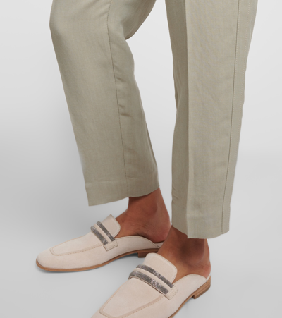Brunello Cucinelli Twill Tapered Pants In Jackfruit