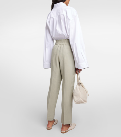 Brunello Cucinelli Twill Tapered Pants In Jackfruit