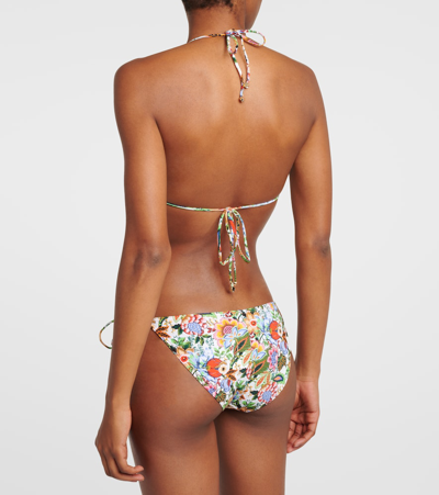Shop Etro Floral Triangle Bikini In Multicoloured