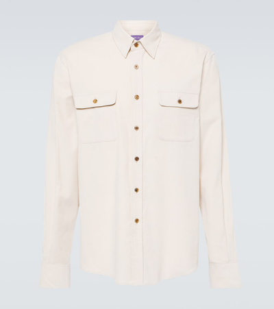 Shop Ralph Lauren Purple Label Cotton Corduroy Shirt In Cream