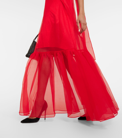 Shop Staud Calluna Ruffled Organza Gown In Red Rose