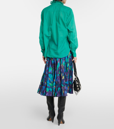Isabel Marant Étoile Ruffle-trimmed Cotton Shirt In Emerald