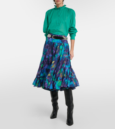 Isabel Marant Étoile Ruffle-trimmed Cotton Shirt In Emerald