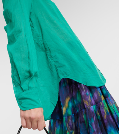 Isabel Marant Étoile Ruffle-trimmed Cotton Shirt In Emerald