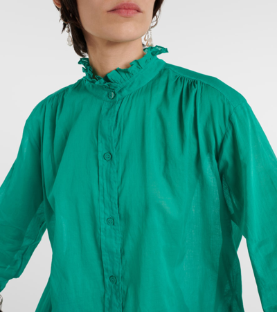Isabel Marant Étoile Ruffle-trimmed Cotton Shirt In Emerald