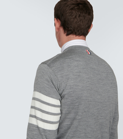 Shop Thom Browne 4-bar Virgin Wool Sweater In Pale Grey