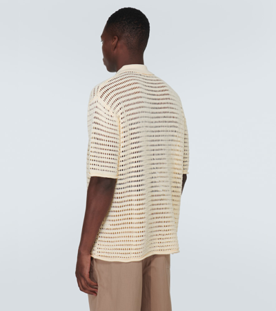 Shop Commas Pointelle Polo Shirt In Off-white