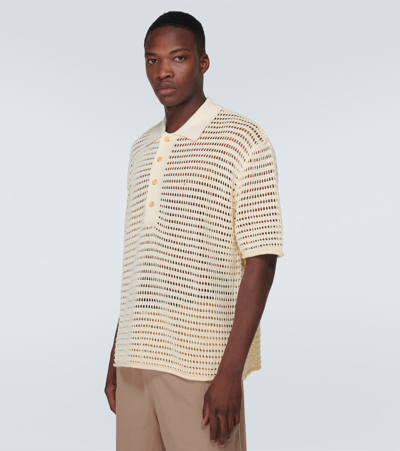 Shop Commas Pointelle Polo Shirt In Off-white