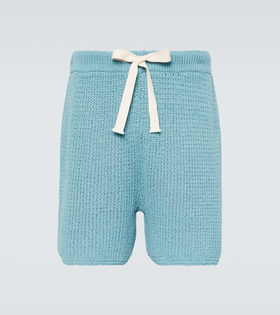 Shop Commas Openwork Cotton Shorts In Ocean Blue
